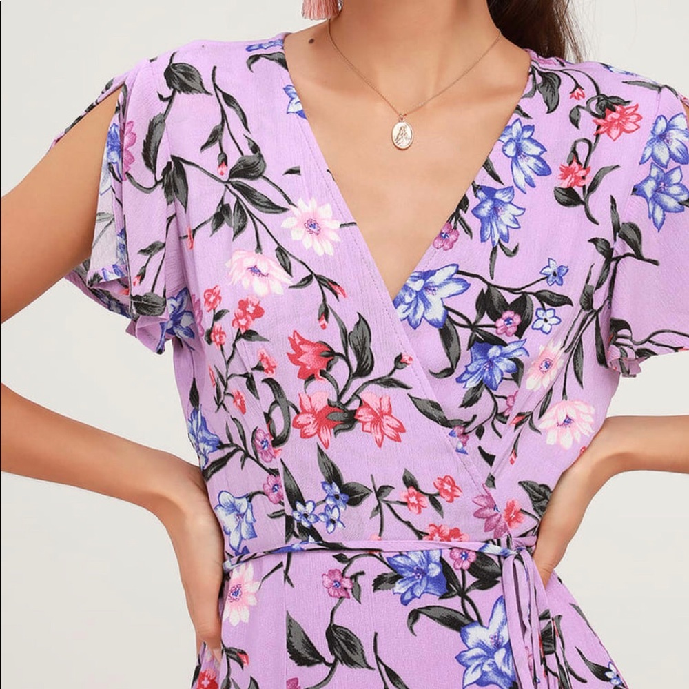 NWOT Lulu’s Purple Floral Wrap Dress